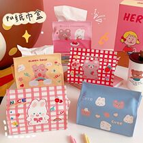 ins Net red cute tissue box student dormitory cartoon box desktop paper towel storage box girl storage bag