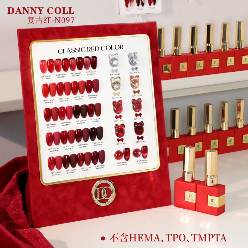 Dannycoll Retro Red 30-Color Nail Polish Gel Set for Nail Salons, Chinese New Year Red, Christmas