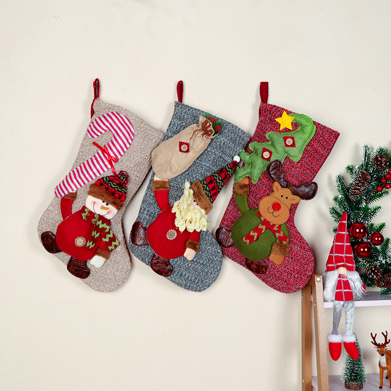 Christmas Ornament Large Christmas Stocking Gift Bag Old Man Socks Christmas Gift Pendant Gift Bag Decorative Socks