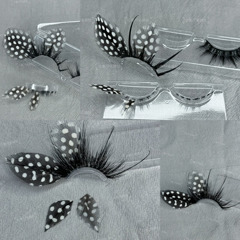 Butterfly Wing False Eyelashes/Ready-To-Wear/Ultra-Popular Butterfly Eye Makeup/Black Polka Dot Butterfly Eyelashes