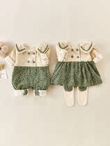 Full cotton era official shop newborn twin clothes autumn suit siblings year dress Foreign