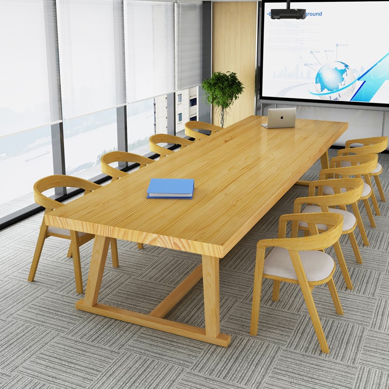 Modern minimalist full solid wood large meeting Long table table and table table and chairs Combined library in negotiation desk worktop