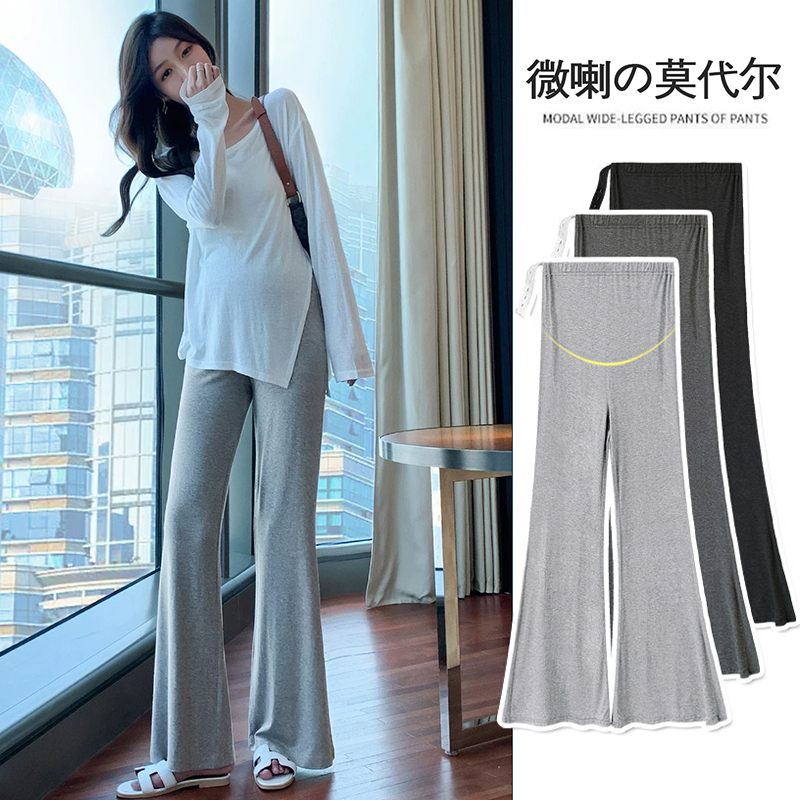 Maternity Pants for Spring and Summer, Thin Style for Outer Wear, Plus Size, Non-Constricting on the Belly during Pregnancy, Petite Flared Pants, Modal Summer Wear Maternity Pants for Spring and Summer, Thin Style for Outer Wear, Plus Size, Non-Constricting on the Belly during Pregnancy, Petite Flared Pants, Modal Summer Wear