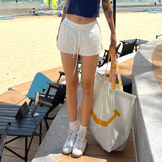 Dolcevita Low-Waist American-Style Quick-Drying Beach Sports Shorts, Loose, Comfortable, Casual Summer Drawstring Slimming Pants for Women