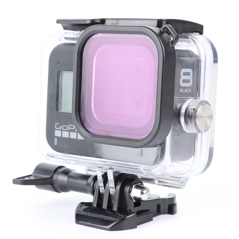 适用于gopro Hero8 Black潜水壳滤镜运动相机60米壳红紫粉色潜水
