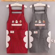 Kitchen clothes apron cotton with bib for adults cooking household fabric cotton 2021 New Net red long sleeve