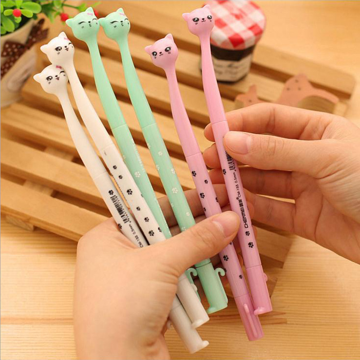 Creative Cute Pen Cute Kitten Black 0 38 Exchangeable Refill Premium Cartoon Styling Korean Stationery Students