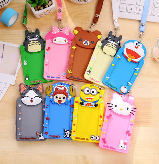 Neck hanging cartoon bus card set subway student access control set creative work certificate protective sleeve silicone strap lanyard