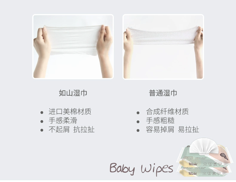 Bàn tay trẻ em Rushan (LUSN) nhập khẩu bông lau Mỹ sơ sinh cotton cầm tay 20 rút đơn - Khăn ướt