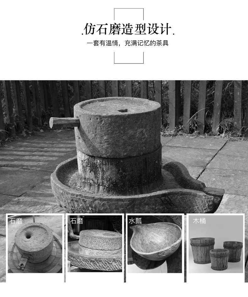 Fujian macro thick ceramic tea set suits for domestic half automatic stone mill lazy kung fu tea tea caddy fixings tea cup