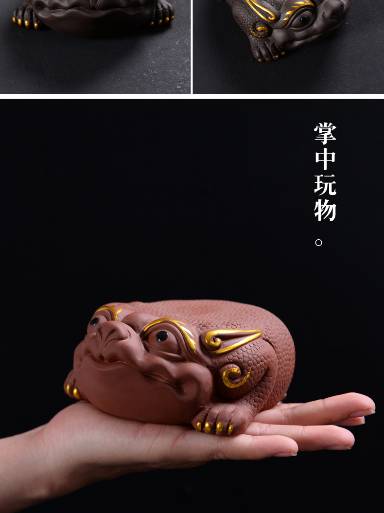 Elder brother up on pet furnishing articles dragon turtle tea play day powder green your up ceramic tea with parts YangHuBi shelf