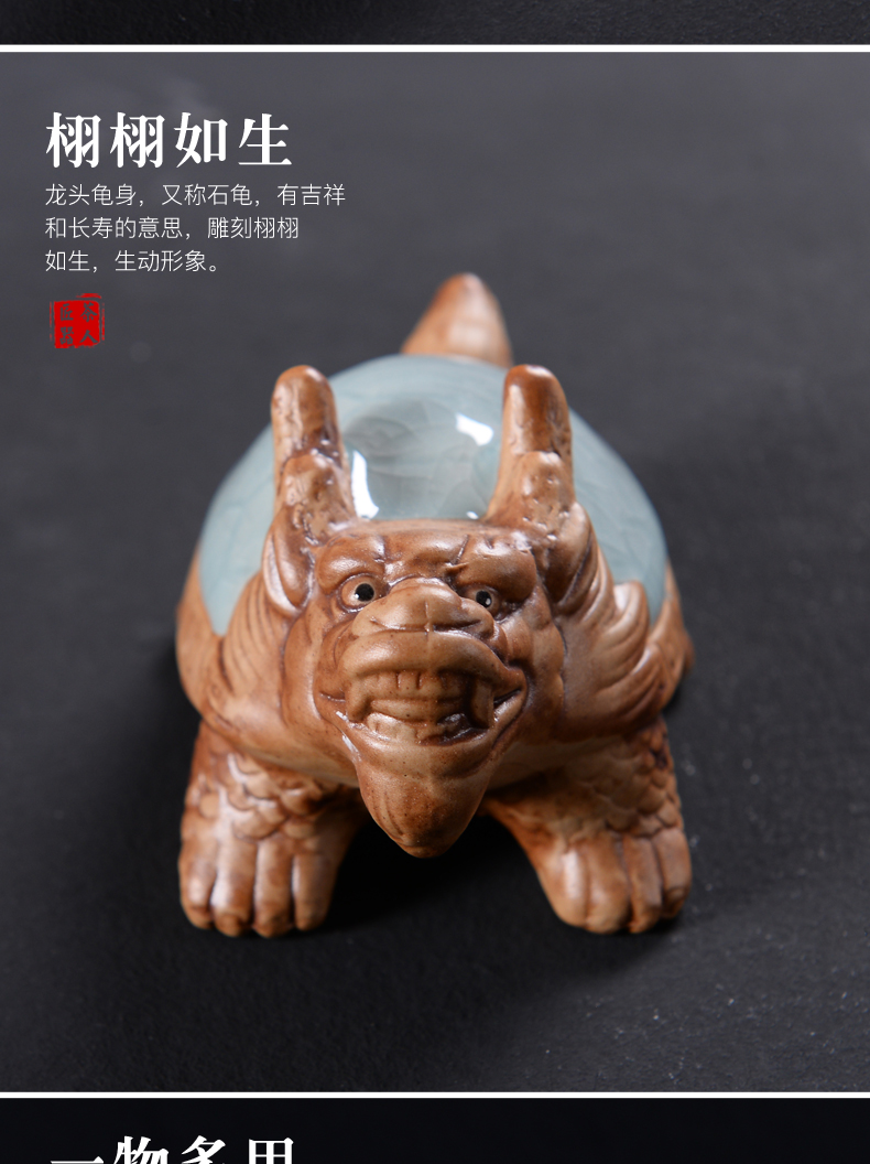 Elder brother up on pet furnishing articles dragon turtle tea play day powder green your up ceramic tea with parts YangHuBi shelf