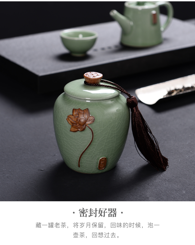 Elder brother up with ceramic purple sand tea caddy fixings seal storage canned tea pot pu 'er tea box box