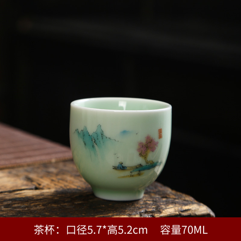 Ceramic cups kung fu noggin suit household use sample tea cup tea purple hat to master cup celadon