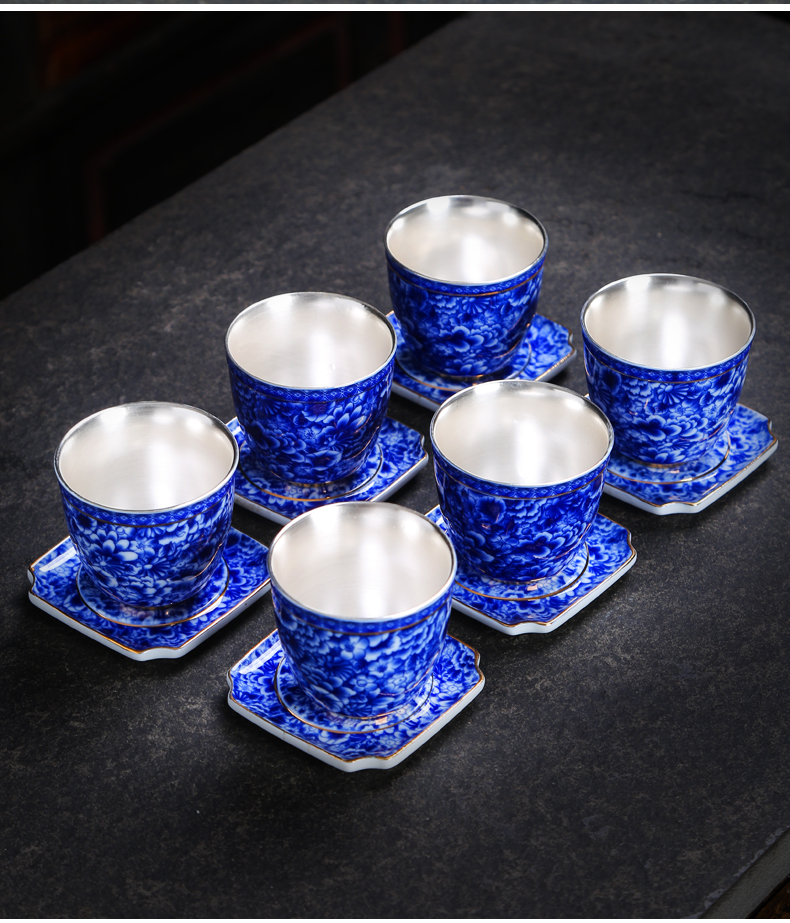 Blue and white porcelain coarse pottery teacup pad small butterfly saucer insulation pad bearing cup pot pot pad kung fu tea tea accessories