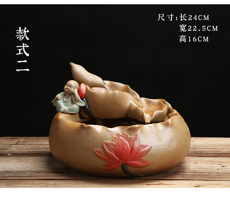 Ceramic tea pet furnishing articles, the young monk waterscape water fountain aquarium desktop zen sitting room interior decorations