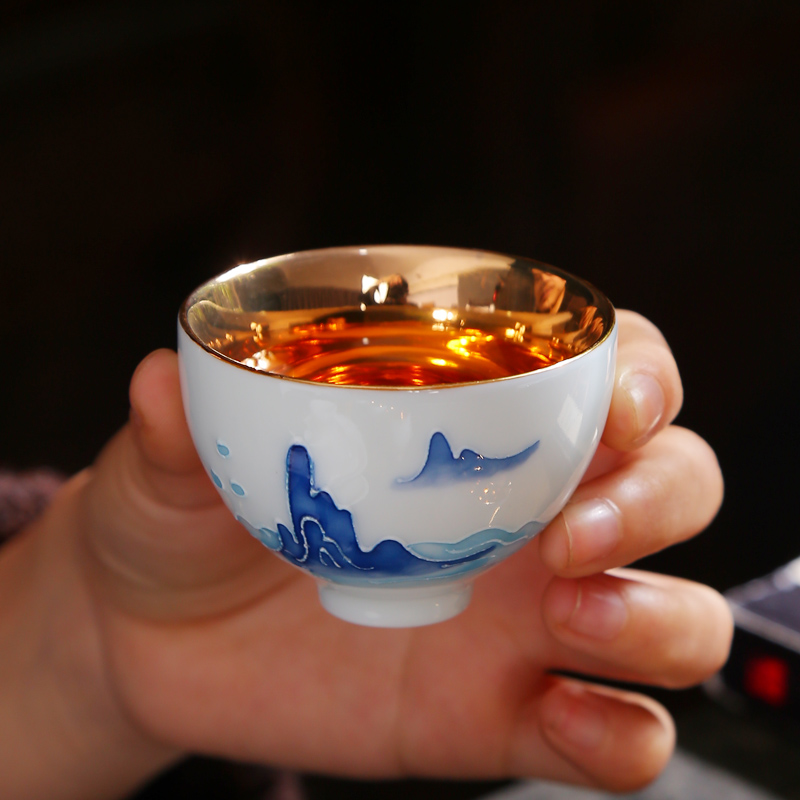 Hand made blue and white porcelain ceramic cups kung fu small single CPU master cup tea sets tea cups to use sample tea cup