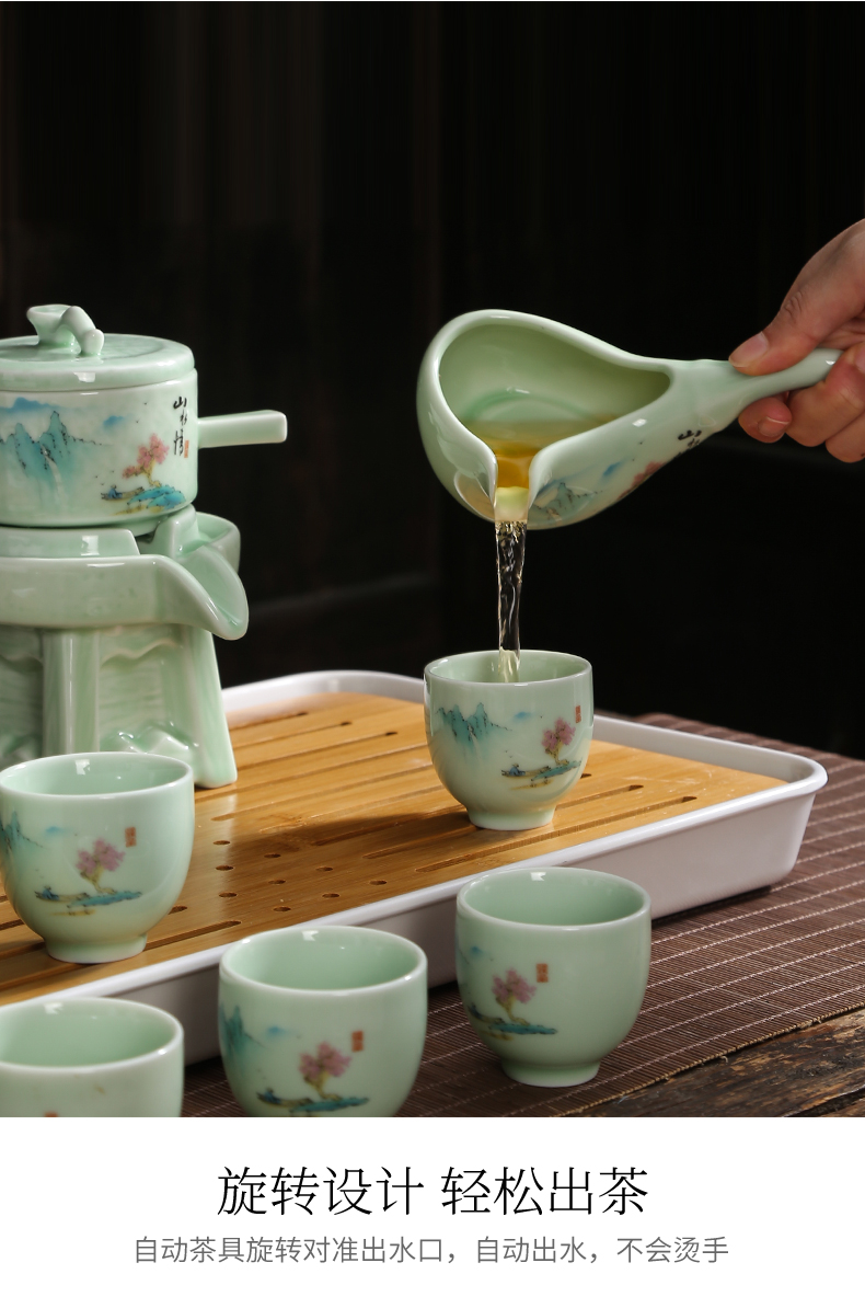 Lazy kung fu tea set suit household contracted purple sand cup half full automatic restoring ancient ways of creative tea tea cup