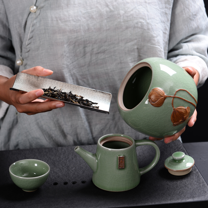 Elder brother up caddy fixings ceramic moistureproof pu 'er celadon tea sealed as cans of violet arenaceous caddy fixings tanks of household