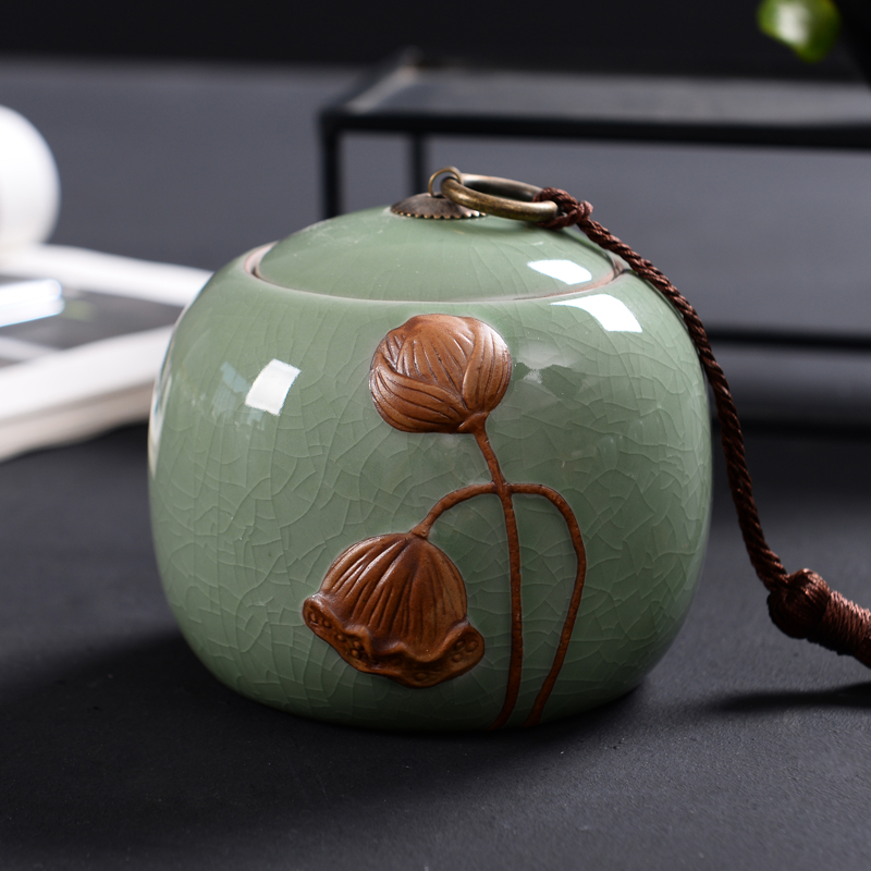 Elder brother up caddy fixings ceramic moistureproof pu 'er celadon tea sealed as cans of violet arenaceous caddy fixings tanks of household