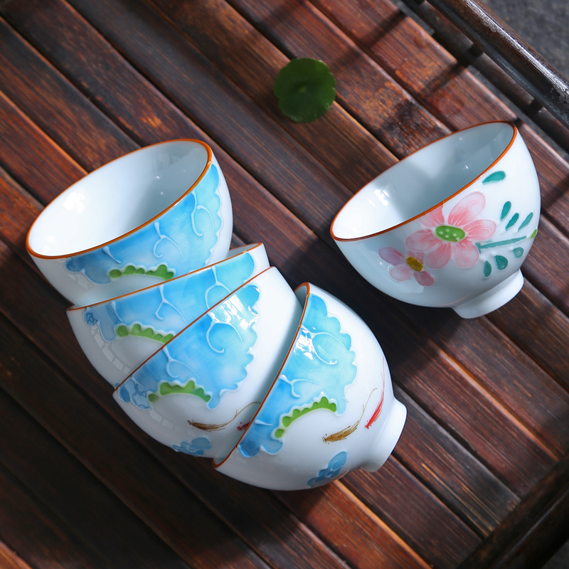 Hand made blue and white porcelain ceramic cups kung fu small single CPU master cup tea sets tea cups to use sample tea cup