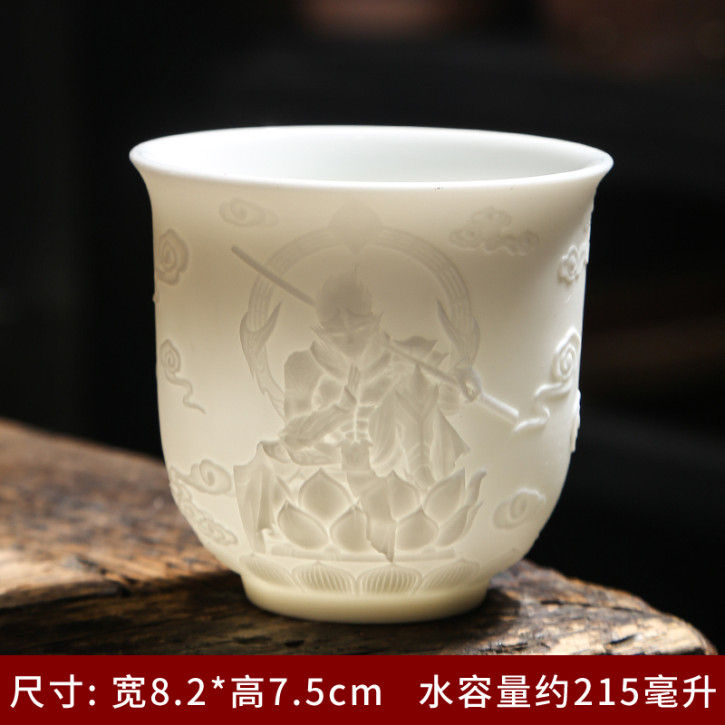 Jingdezhen ceramic paint master cup single CPU suet jade white porcelain tea cups kung fu tea cups. A single