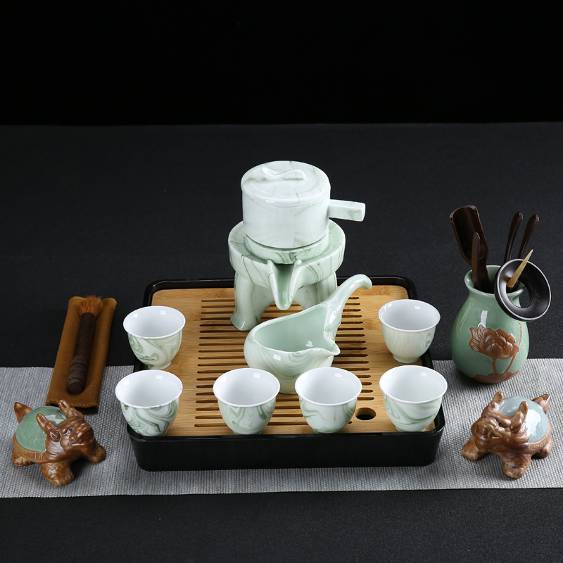 Fit contracted lazy household kung fu tea set tea restoring ancient ways, ceramic teapot half automatic tea tray