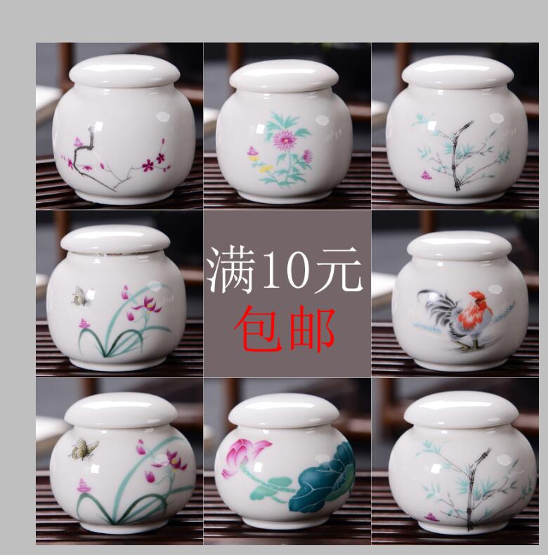 Blue and white porcelain tea pot ceramic small mini portable travel sealed as cans receives moistureproof box storage tanks