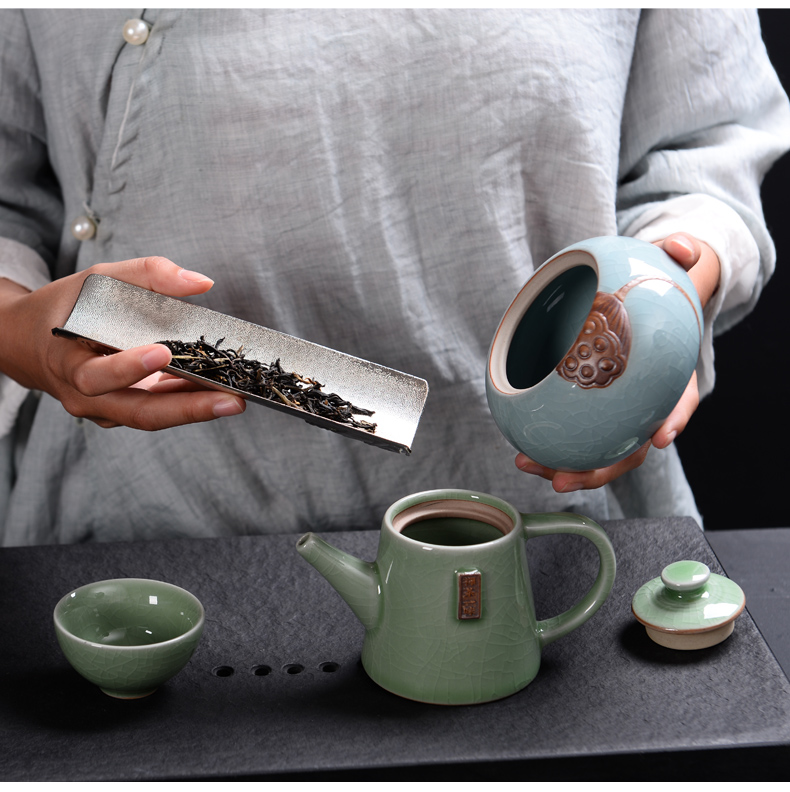 Elder brother up with sealing ceramic tea caddy fixings box travel warehouse storage tank pu 'er tea pot POTS of tea packaging