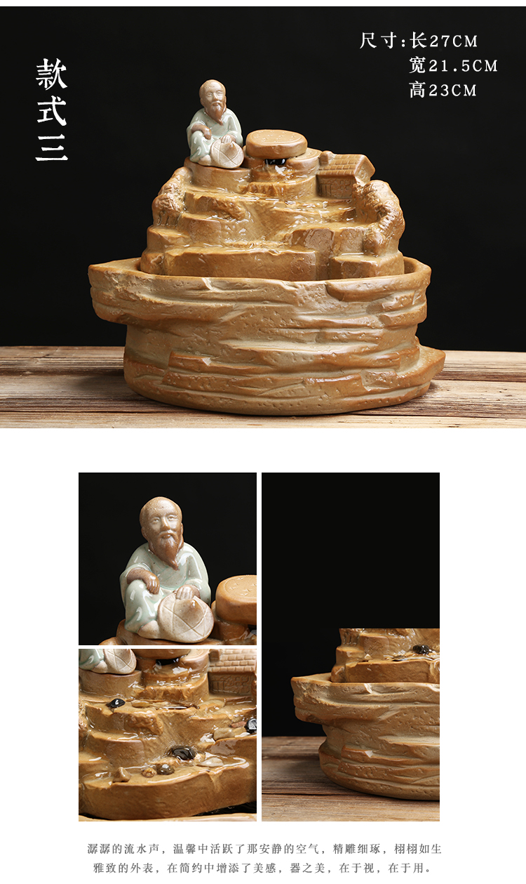 Ceramic tea pet furnishing articles, the young monk waterscape water fountain aquarium desktop zen sitting room interior decorations