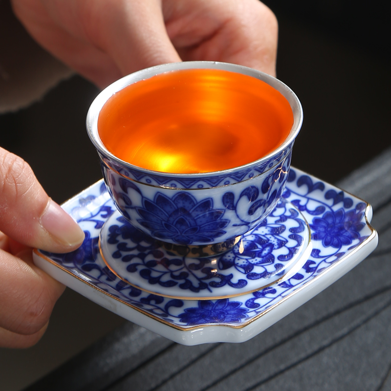 Blue and white porcelain sample tea cup single CPU kung fu tea jingdezhen single ceramic cups, small bowl is built masters cup