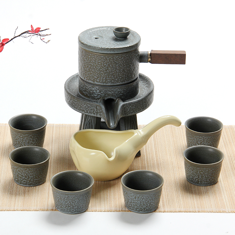 Tea restoring ancient ways suit household stone mill creative ceramic teapot kung fu Tea cup half full automatic lazy