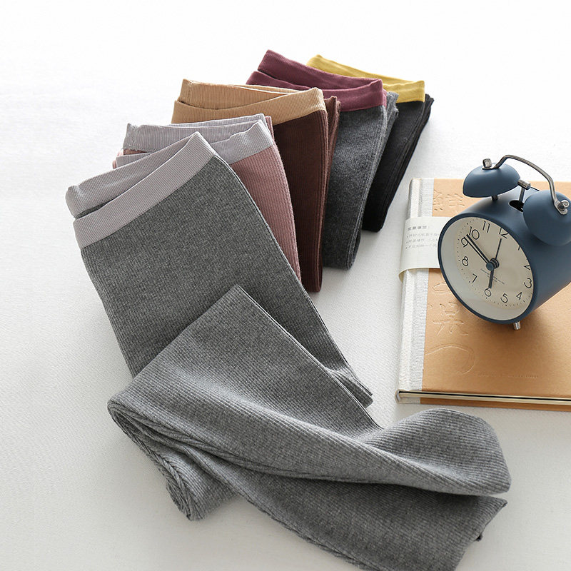 Children's underwear girls spring and autumn outer wear thread thin section gray cotton Korean style elastic middle-aged girls' nine-point pants