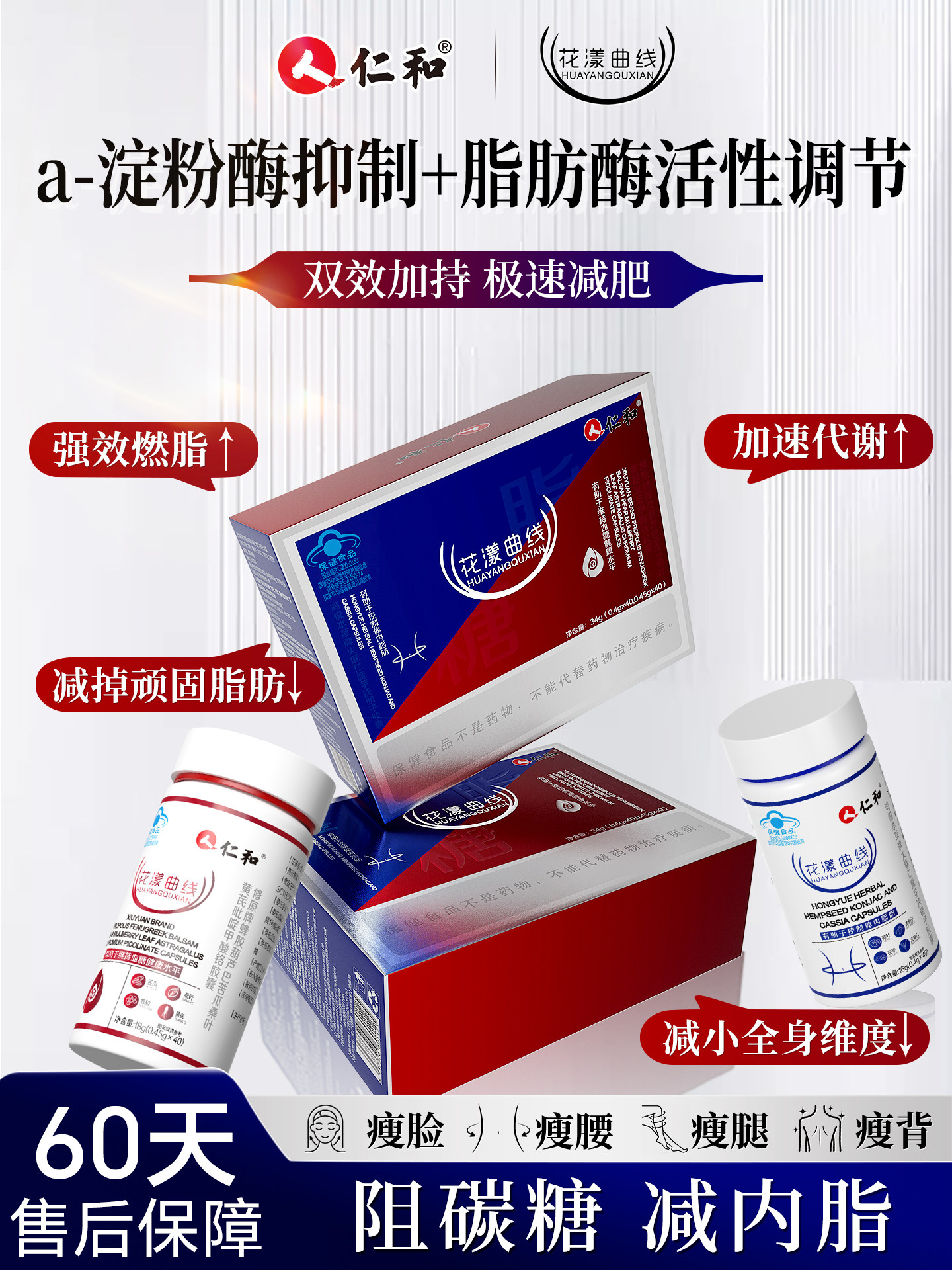 Fat Control and Sugar Blocking]Huayang Curve Weight Loss, Slimming, Fat-Burning and Oil-Removing Capsules, Genuine Official Flagship Store, Not a Miracle Product Z