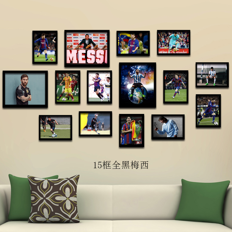 Messi C Ronneymar football star photo wall decoration painting photo frame Composition hanging painting poster painting wall painting-Taobao