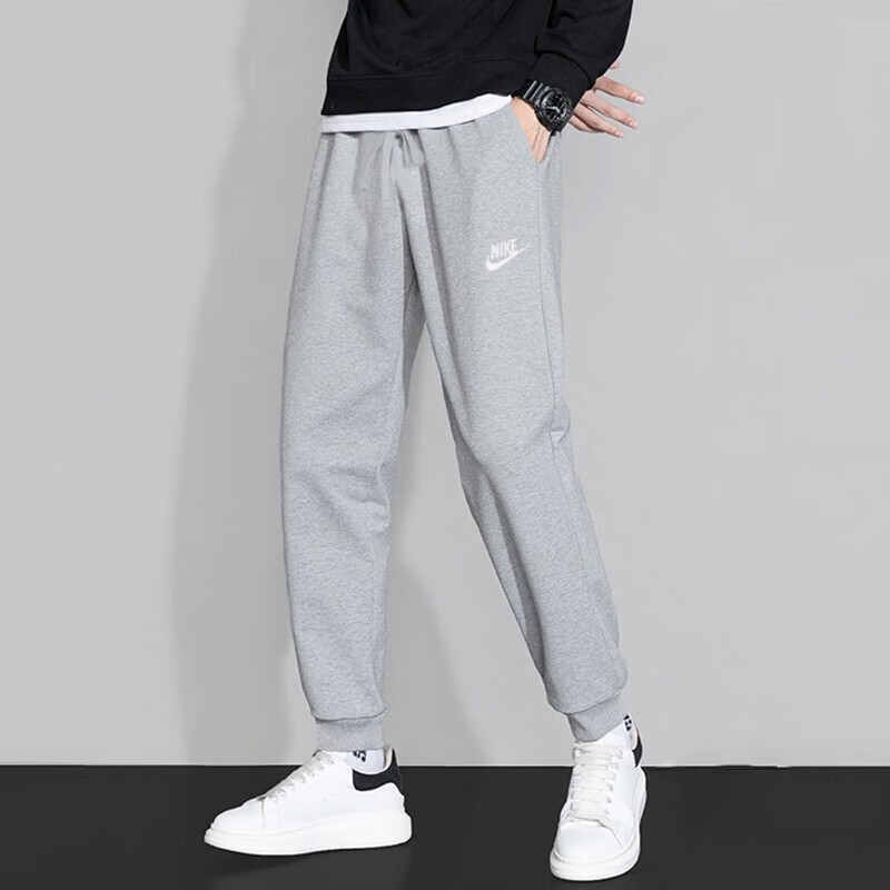 Nike Sweatpants Pure Cotton Gray Long Pants Men's Thin Joggers Summer New Style Sweatpants
