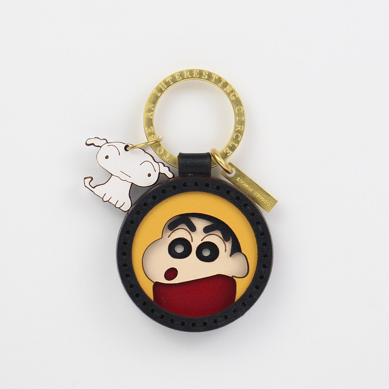 Cow Leather Cartoon Cartoon Cartoon Small New Key Button Car Pendant Handmade Lettering Custom Cute High-end Girl Presents