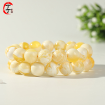  Natural old beeswax bracelet male 108 amber white beeswax bracelet Blood pearl bracelet Female old blue pearl handle piece