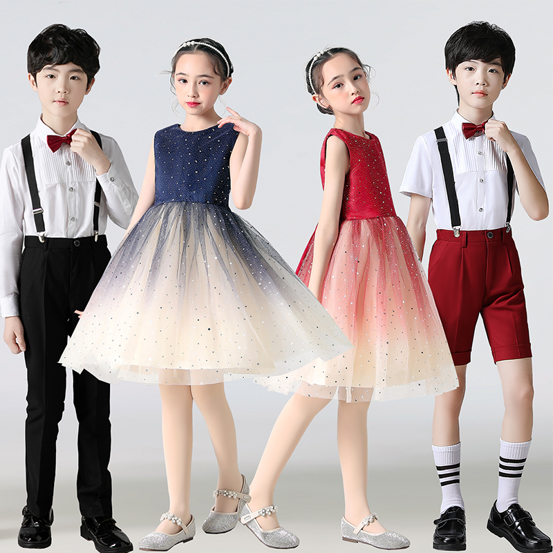 61 children's chorus to serve male girl's primary and middle school students big choir gown poetry recital performance costumes