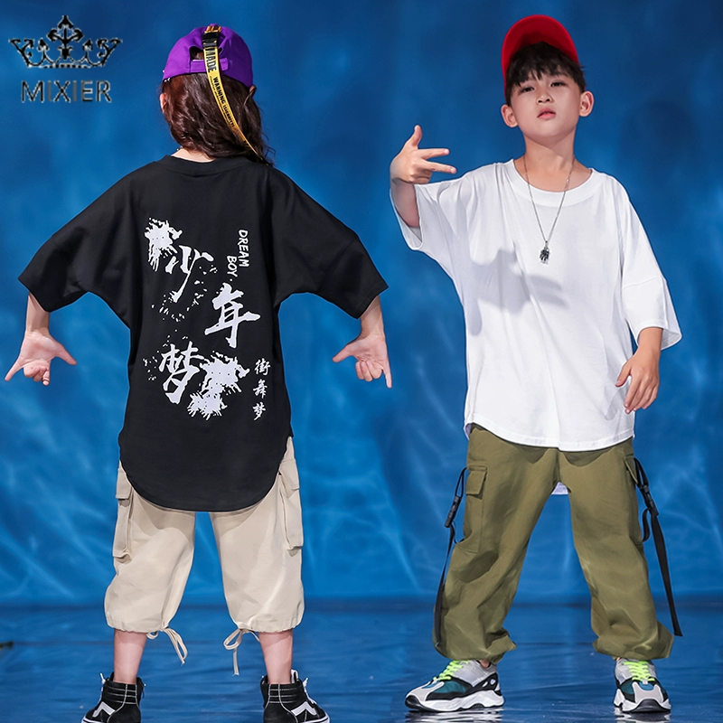 Bộ đồ hip-hop trẻ em bé trai hip-hop đẹp trai trang phục hợp thời trang bé gái người mẫu thời trang mùa hè trang phục khiêu vũ sàn catwalk - Trang phục