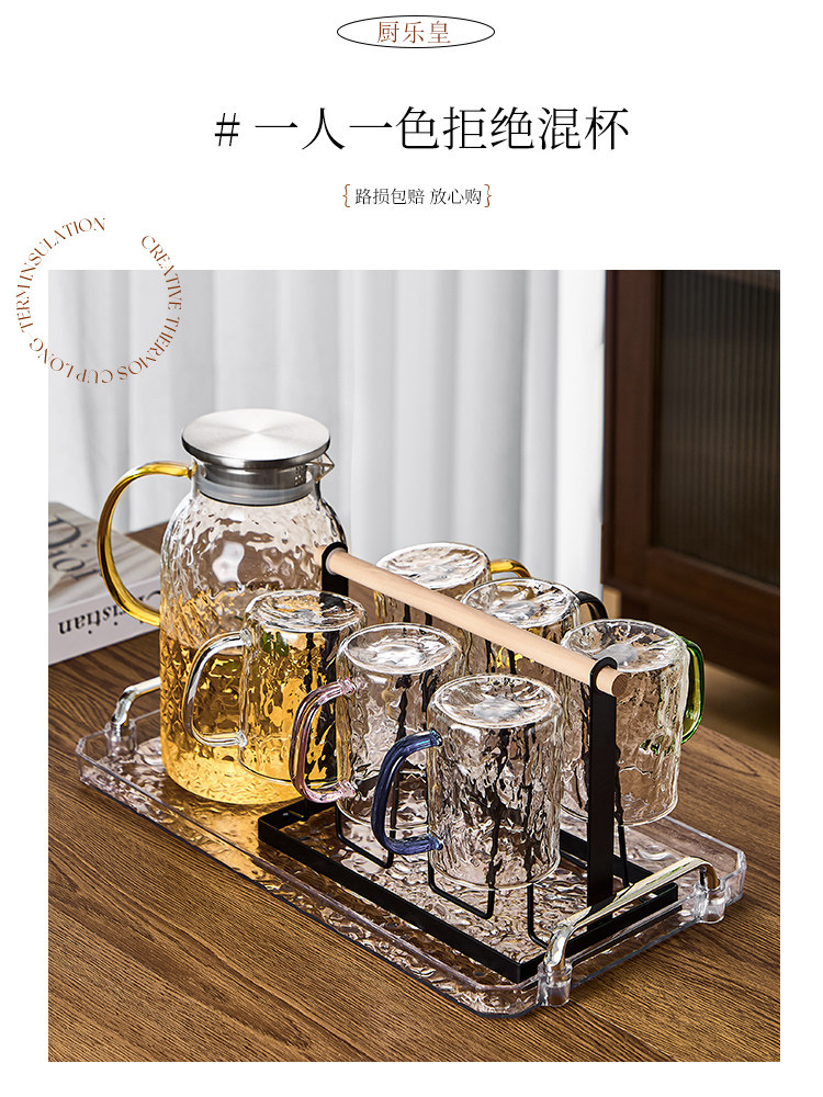 Hammered Glass Water Cup Set with a High-End Feel for Home Use, Suitable for Cold Water, Tea, Juice, Beer, and Coffee