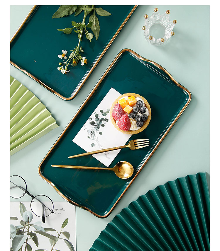 Pallet rectangle household ceramic tea cup for tea cup tray cake plate the receive plate paint tray