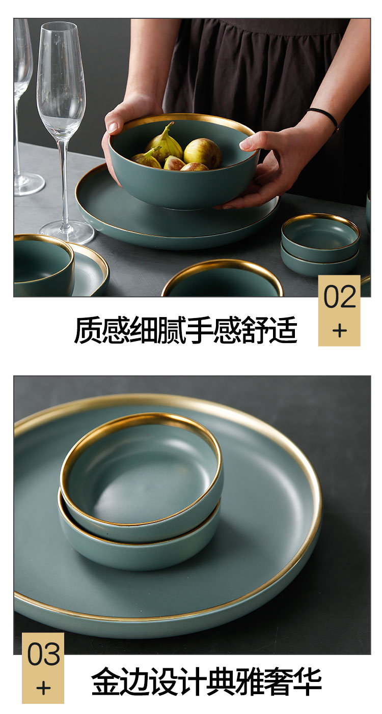 Creative web celebrity Nordic plate household ceramic plates fuscescens dish soup plate steak disc western - style food dish plate tableware