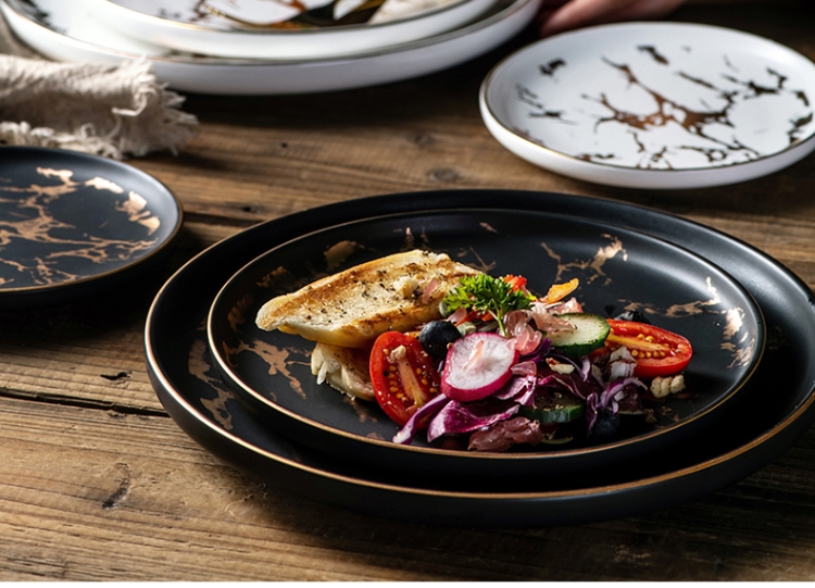 Nordic ins.net HongCan disc ceramic dish dish plate household creative marble plate beefsteak plate tableware