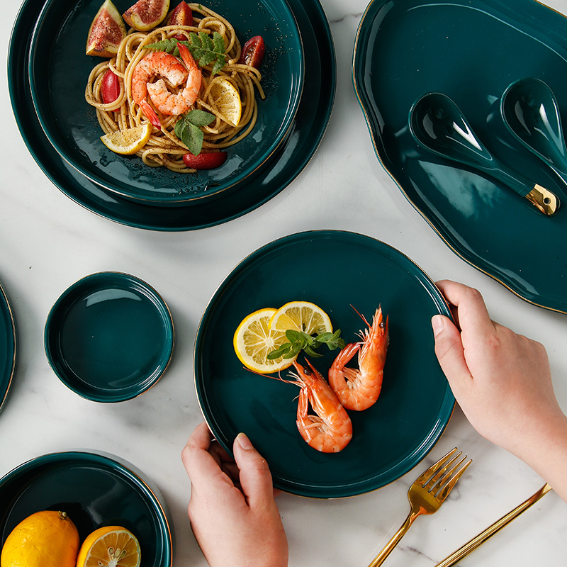 Bowl meal home a single emerald up phnom penh rice Bowl dish soup Bowl salad Bowl ceramic tableware light combination of key-2 luxury
