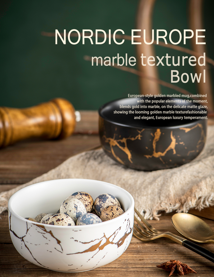 Nordic marble, ceramic bowl of soup bowl large household eat bowl creative contracted Europe type bowl dessert bowl dishes