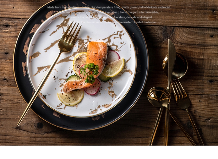 Nordic ins.net HongCan disc ceramic dish dish plate household creative marble plate beefsteak plate tableware