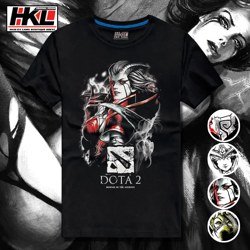 Канкарон Dota 2 Ink Ink Dark DOTA2 Одежда Hall Phantom Phantom Shadow Demon Мужская хлопковая футболка с коротким рукавом T-под