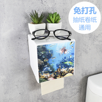 Toilet tissue box ABS toilet drawing box 3D cartridge pattern multi - functional waterproof free punch hole