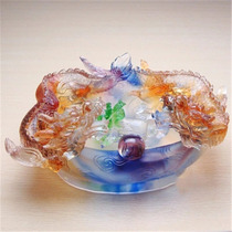 Glazed cornucopia ornaments Zhaocai Shuanglong play beads move to new home gifts living room wine cabinet decorations Erlong play beads